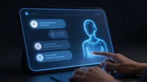 AI chatbot interfejs na ekranu